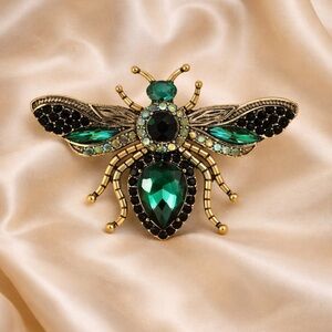 Vintage Green Crystal Bee Brooch